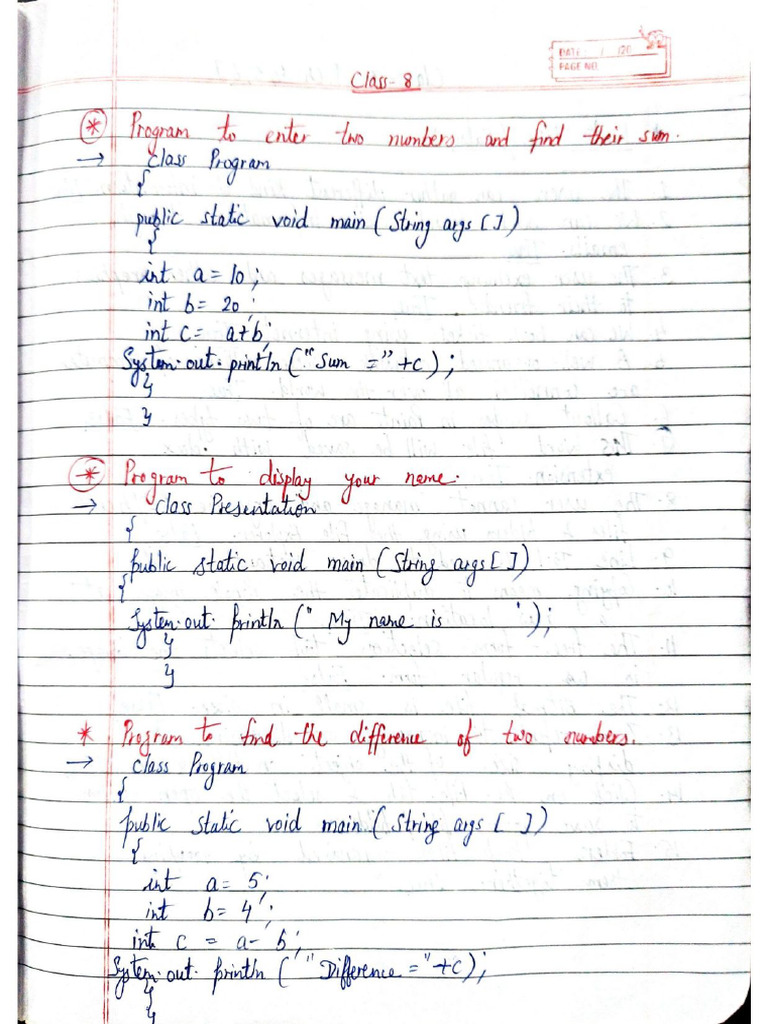 Class-8 Java Program List | PDF