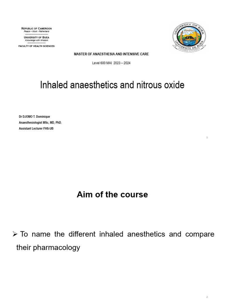 Inhaled Anaesthetics and Nitrous Oxide | PDF | Anesthesia | Medicine