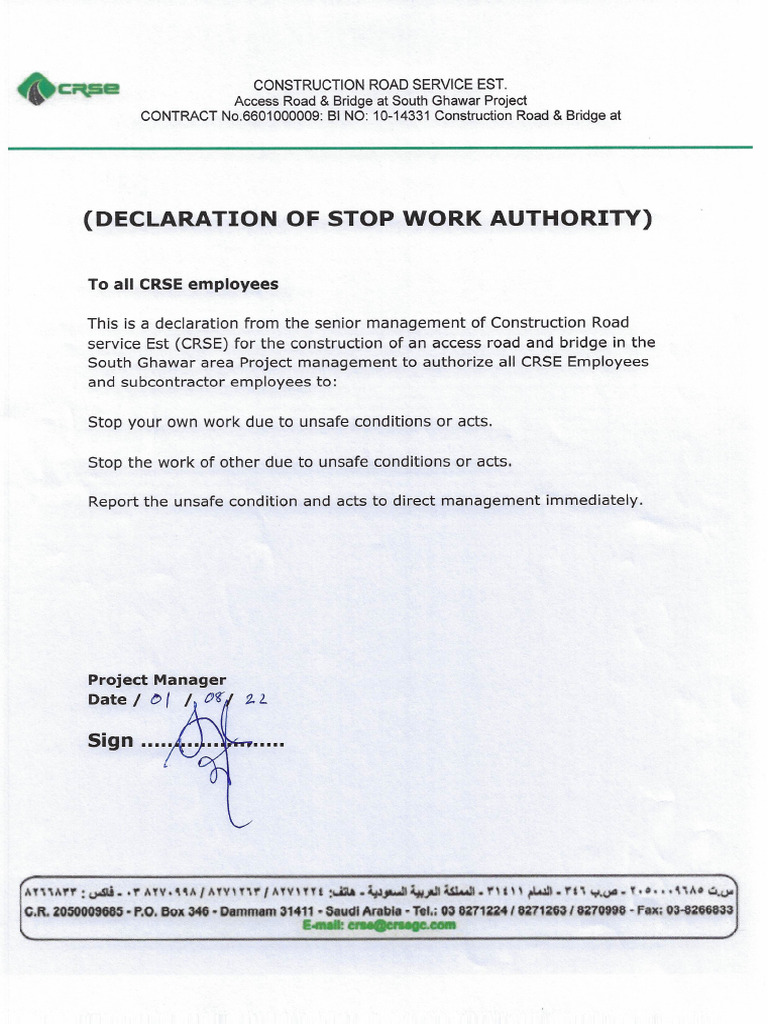 6.4. SWA Policy To Be Signed by The Contractor Management | PDF