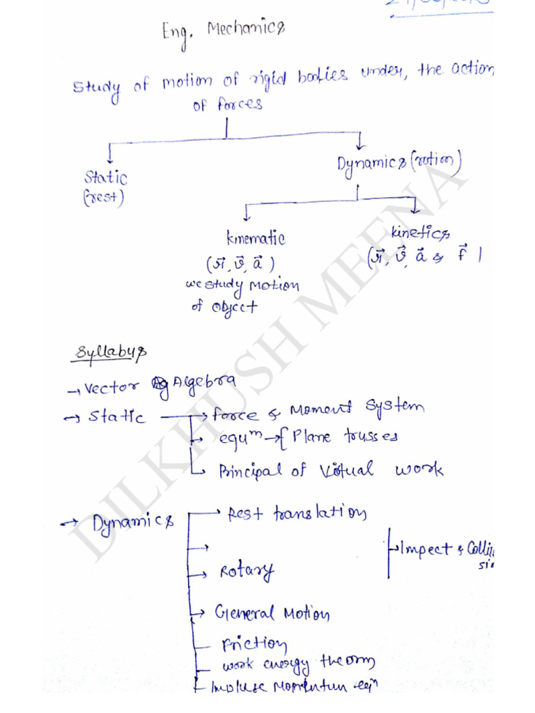 First Week Note - ENGG MECHANICS | PDF