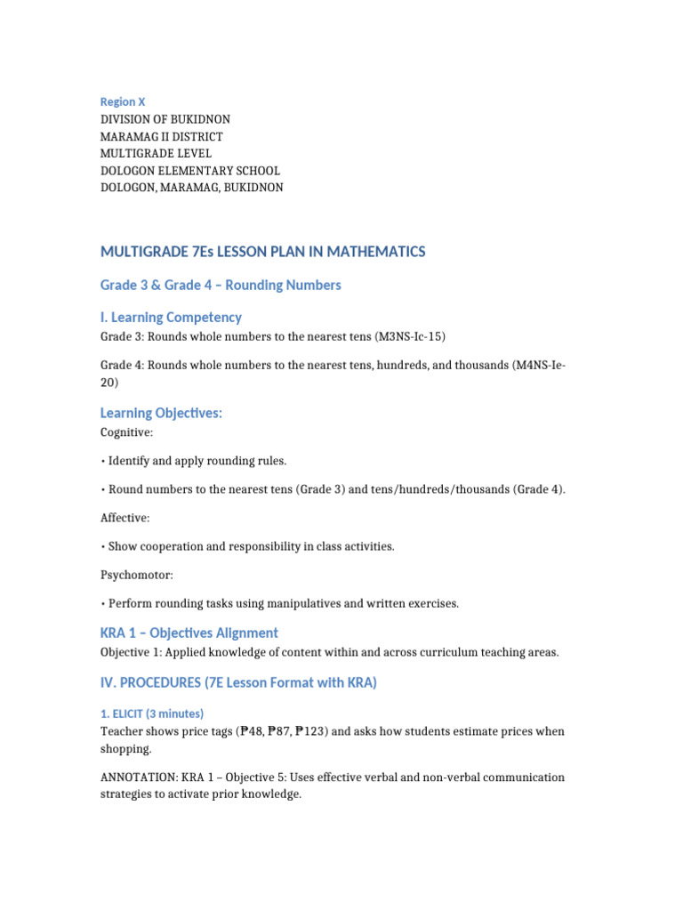 Multigrade 7es DLP Rounding With KRA | PDF | Learning | Teachers