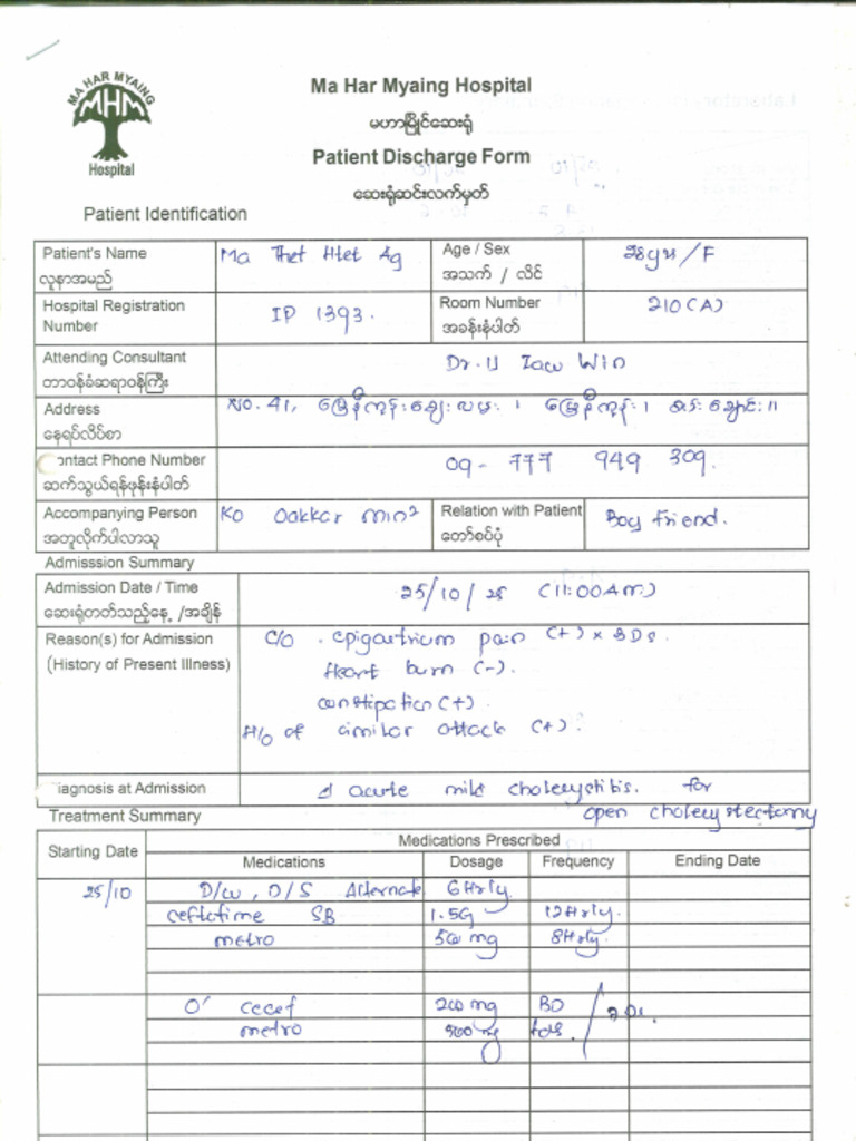 Patient Discharge Form | PDF
