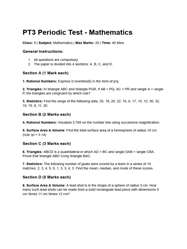 Ai Generated Math Pt3 Test | PDF