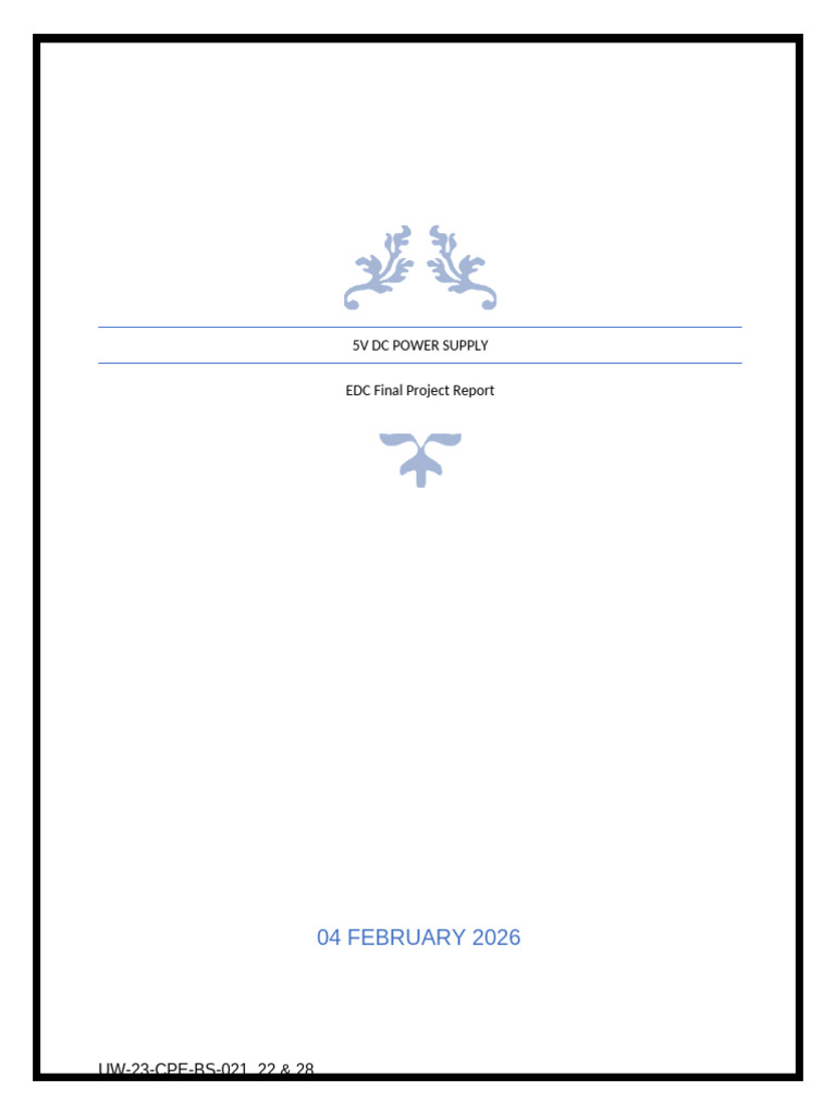 5V DC Edc - Project Report Finalise 2 | PDF | Rectifier | Power Supply