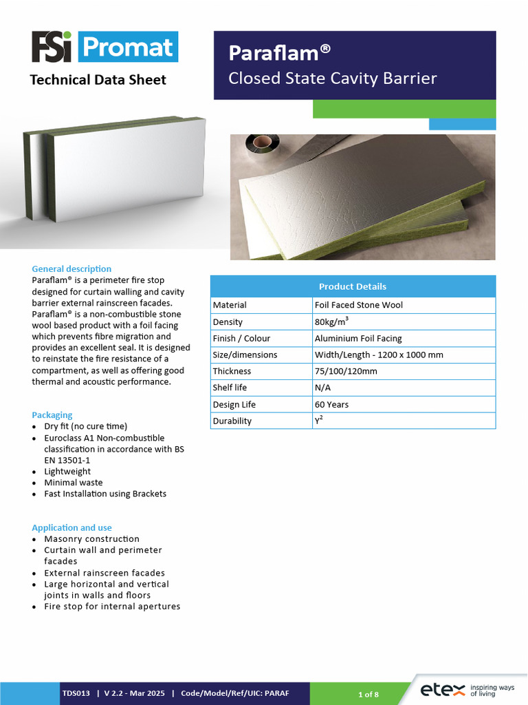 TDS013 Paraflam V2.2 March 2025 Final | PDF | Wall | Building