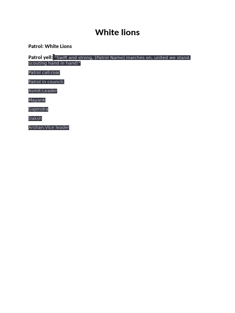White Lions | PDF