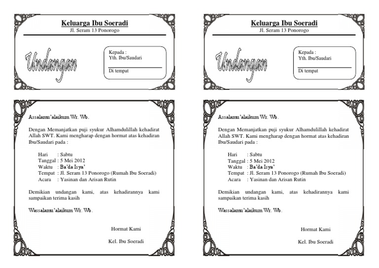 Contoh Undangan Yasinan Pdf