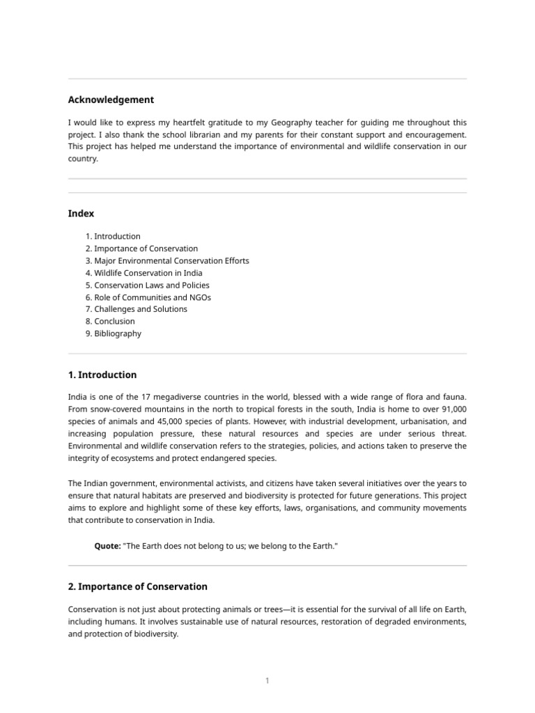 Wildlife Conservation Project | PDF | Conservation Biology | Biodiversity
