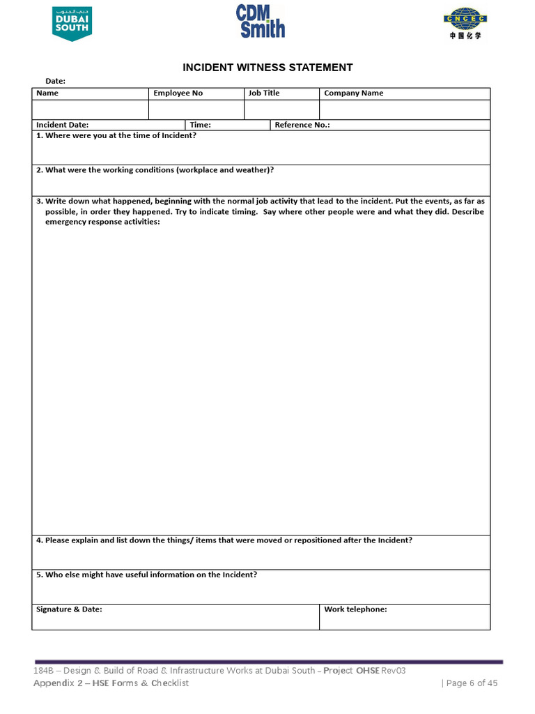 Incident Witness Statement | PDF