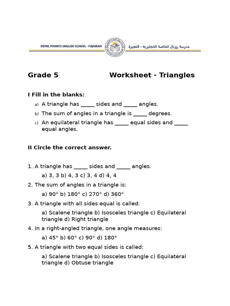 Gr 5 WS - Triangles | PDF