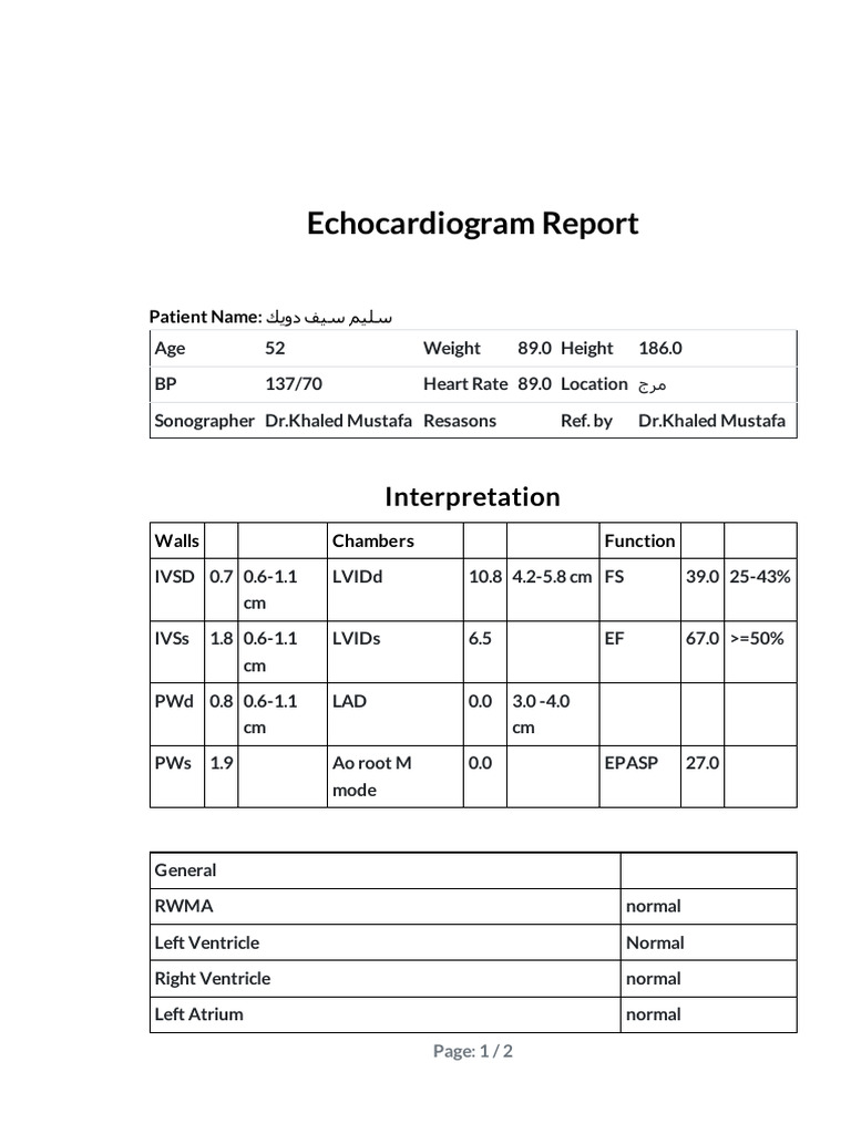 Echocardiogram Report (5) | PDF