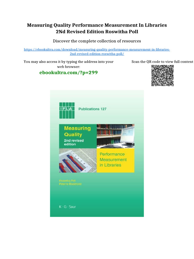 Measuring Quality Performance Measurement in Libraries 2nd Revised ...