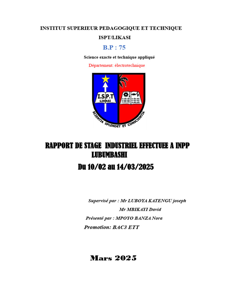 Inpp de Stage Nora | PDF | Électrotechnique | Électromagnétisme