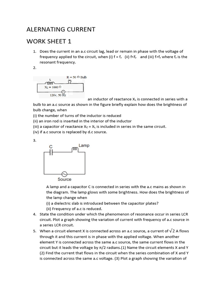 7.a C Work Sheet 1 | PDF