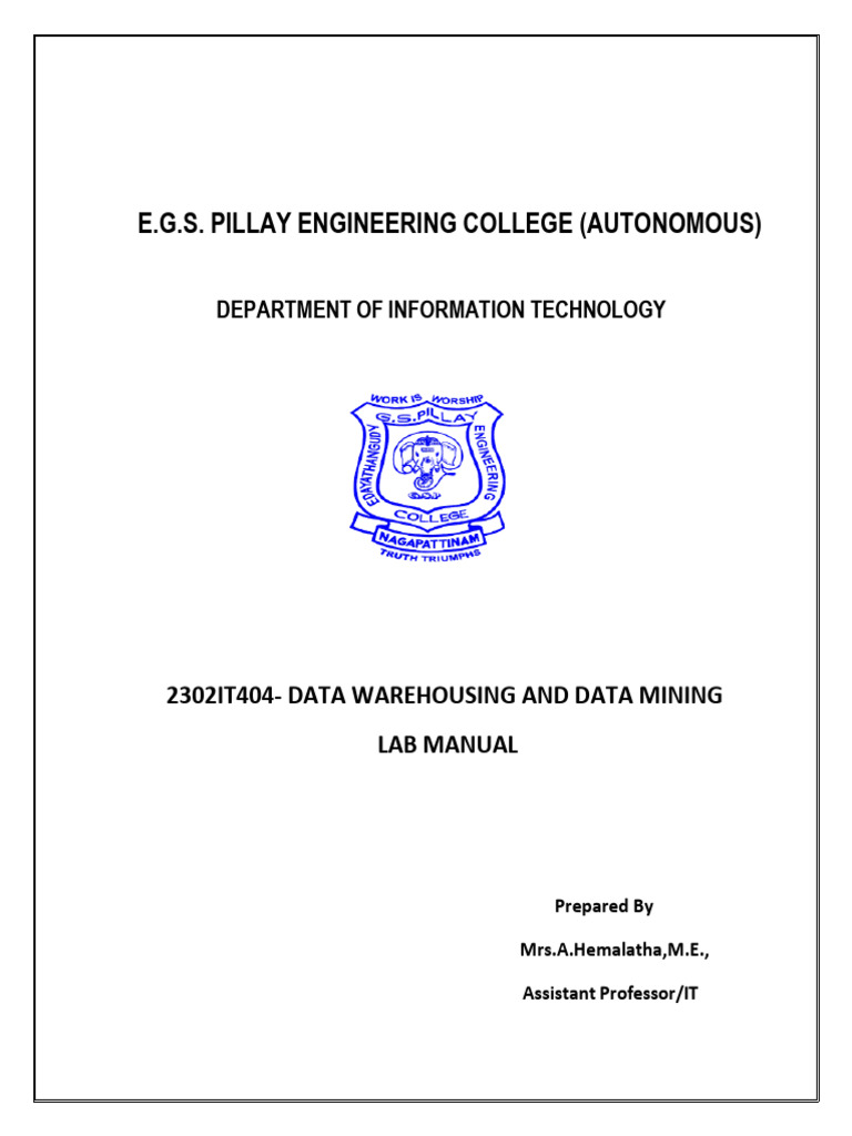 2302it404-Dwdm Lab Manual | PDF | Data Warehouse | Data