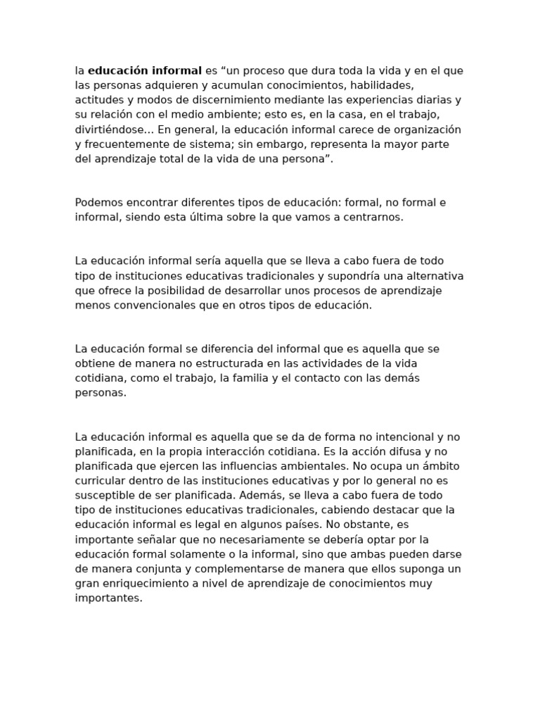 Educación Informal | PDF