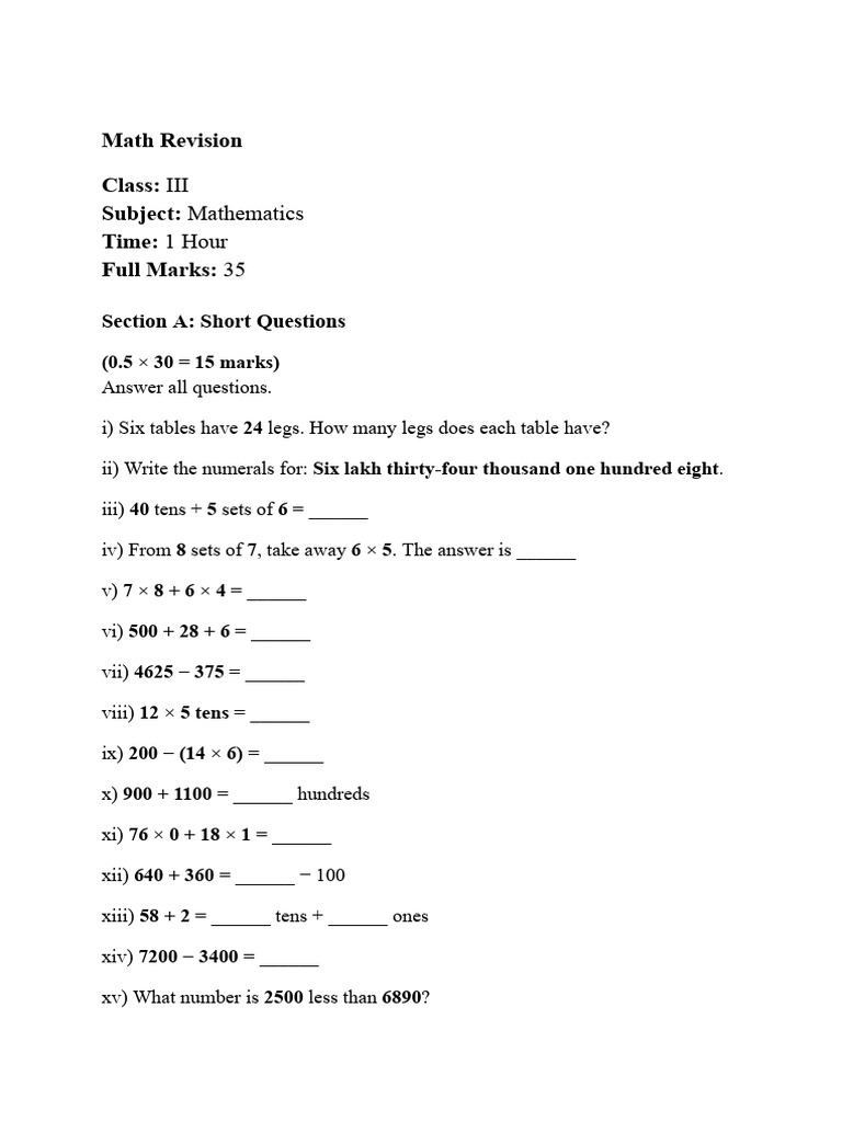 Math Revision | PDF