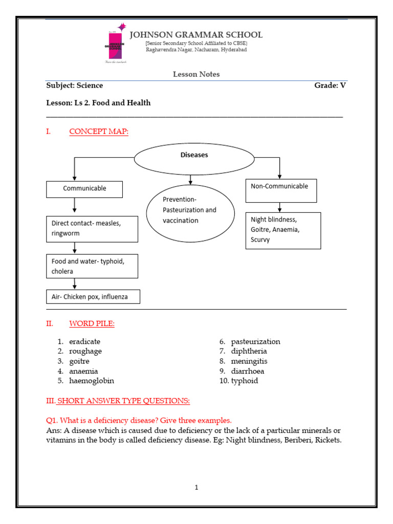 Science Grade 5 Ls 2. Food and Health - Lesson Notes | PDF | Junk Food ...
