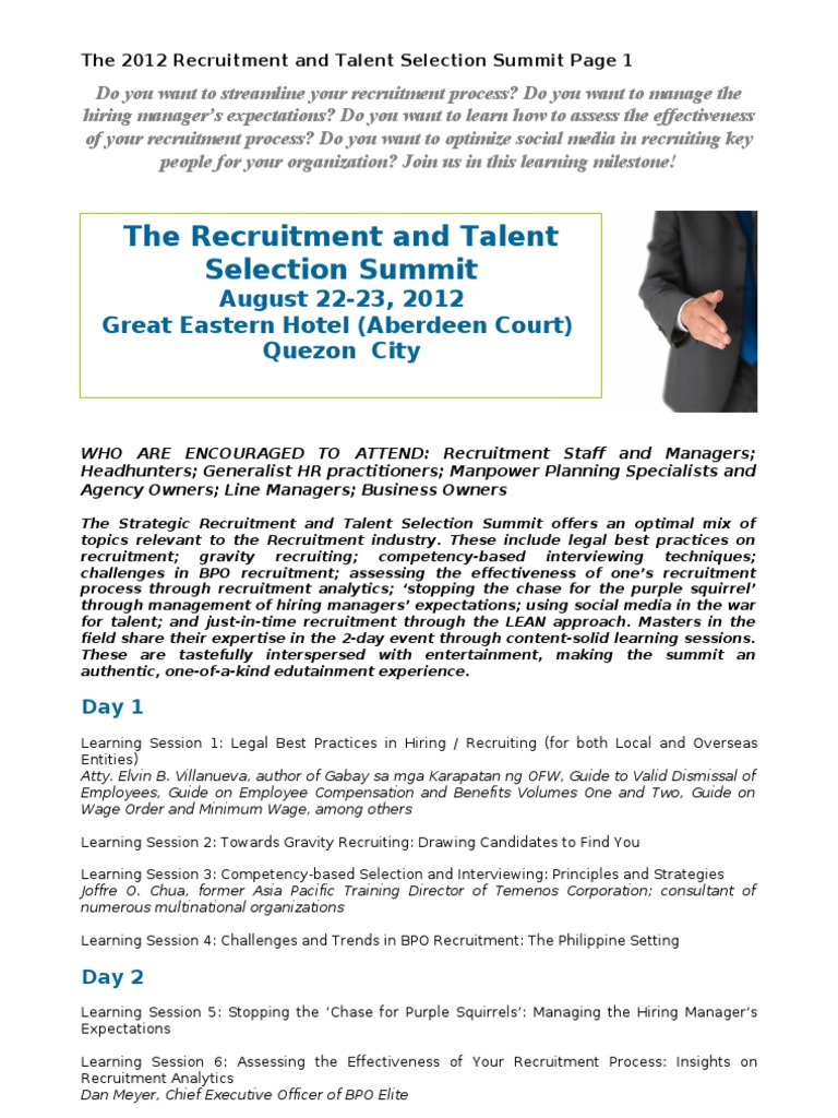 Recruitment Summit Recruitment Leadership