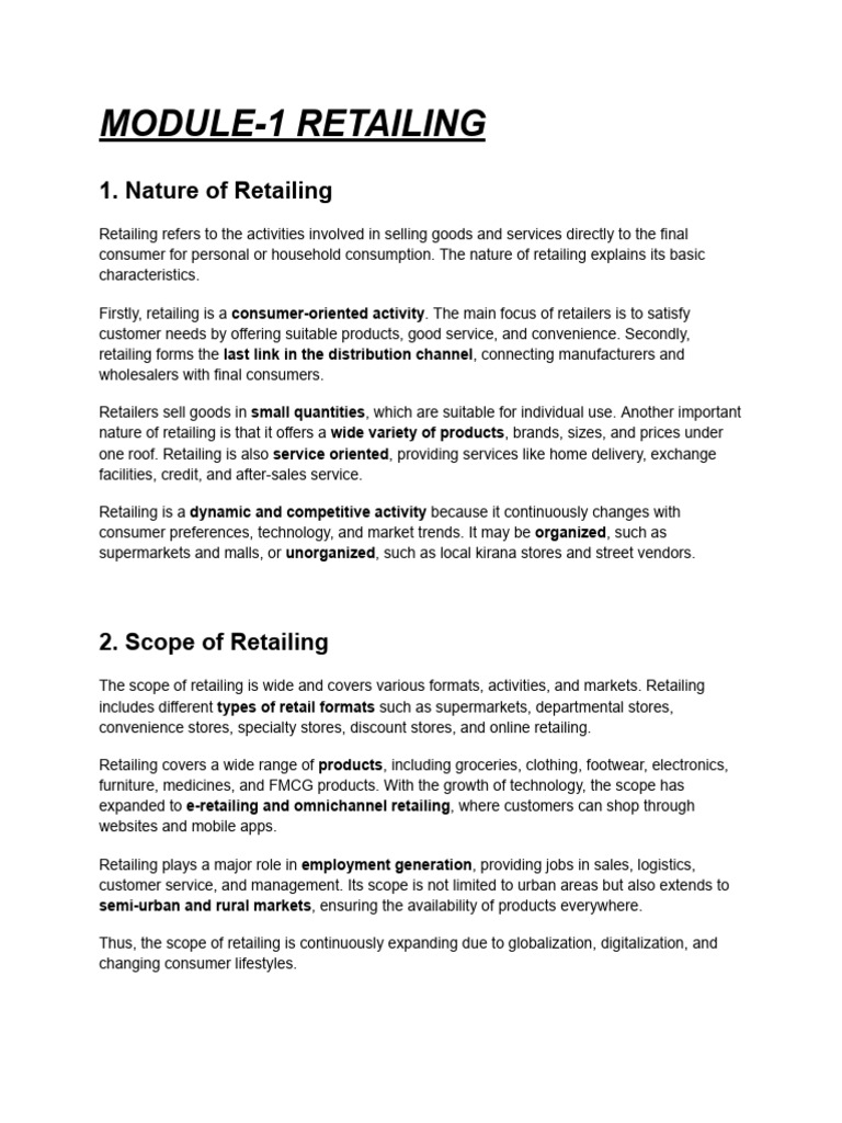 Mod-1 Introduction To Retailing | PDF | Retail | Online Shopping