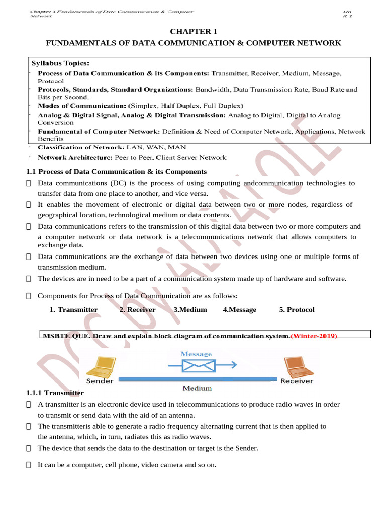 DCC All Chapter Notes | PDF | Transmission Medium | Computer Network
