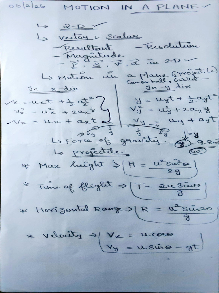 Motion in Plane | PDF