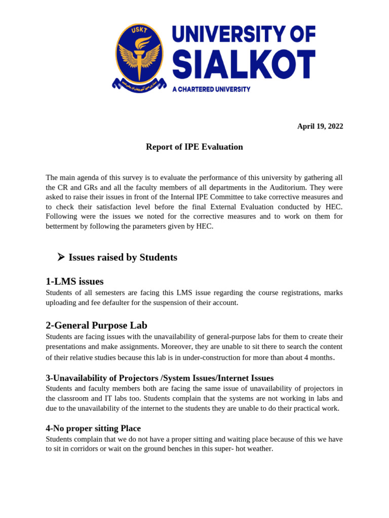 Report of IPE Evaluation Zarnab | PDF