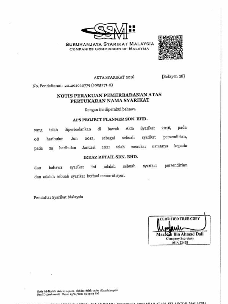 SSM Form 9 | PDF