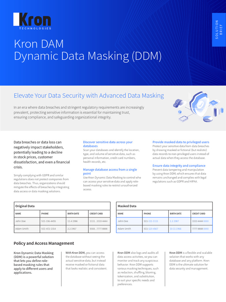 Kron DAM DDM Dynamic Data Masking | PDF | Databases | Proxy Server