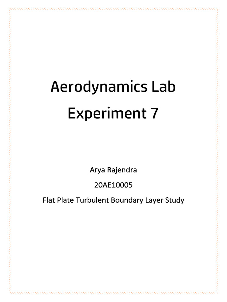 Aerodynamics Lab Experiment 7 | PDF