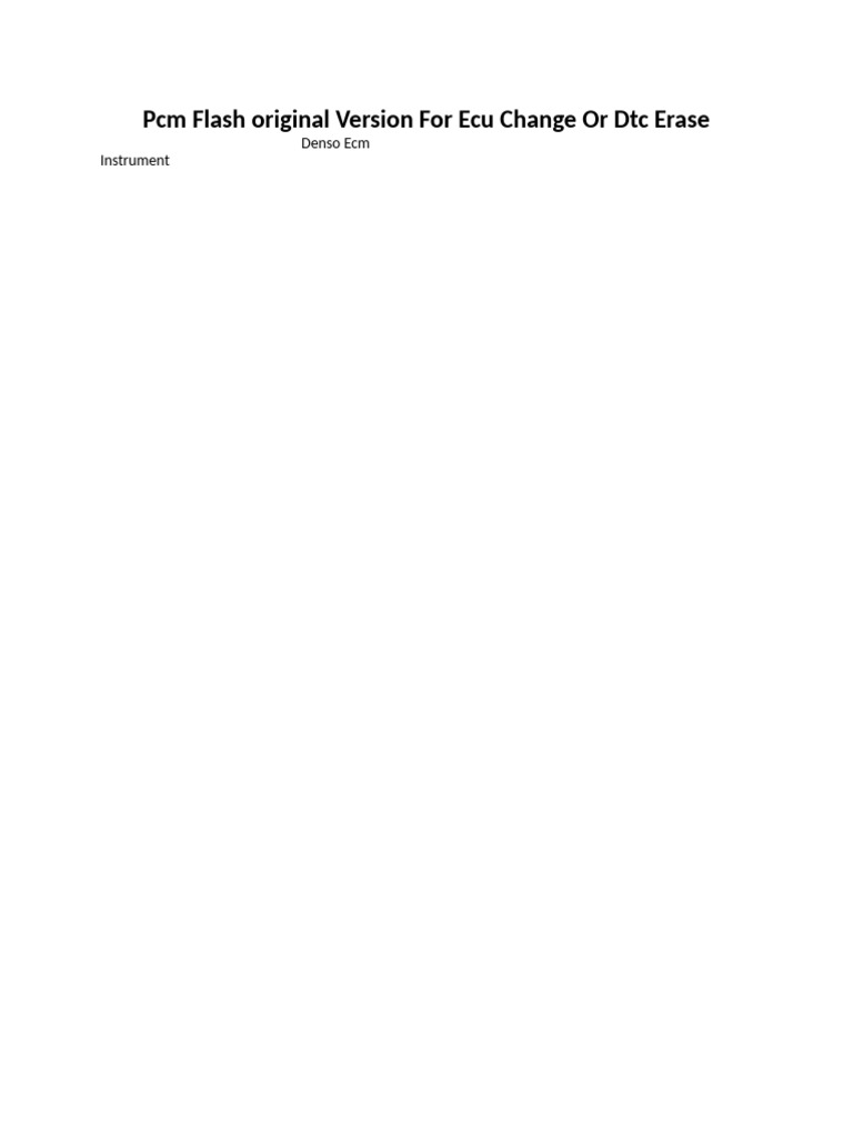 PCM Flash Original Version For Ecu Change or DTC Erase | PDF