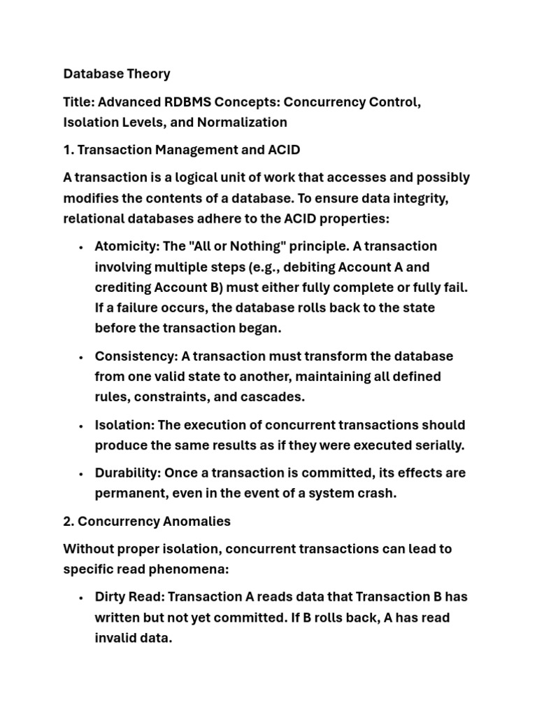 Database Theory | PDF | Database Transaction | Acid