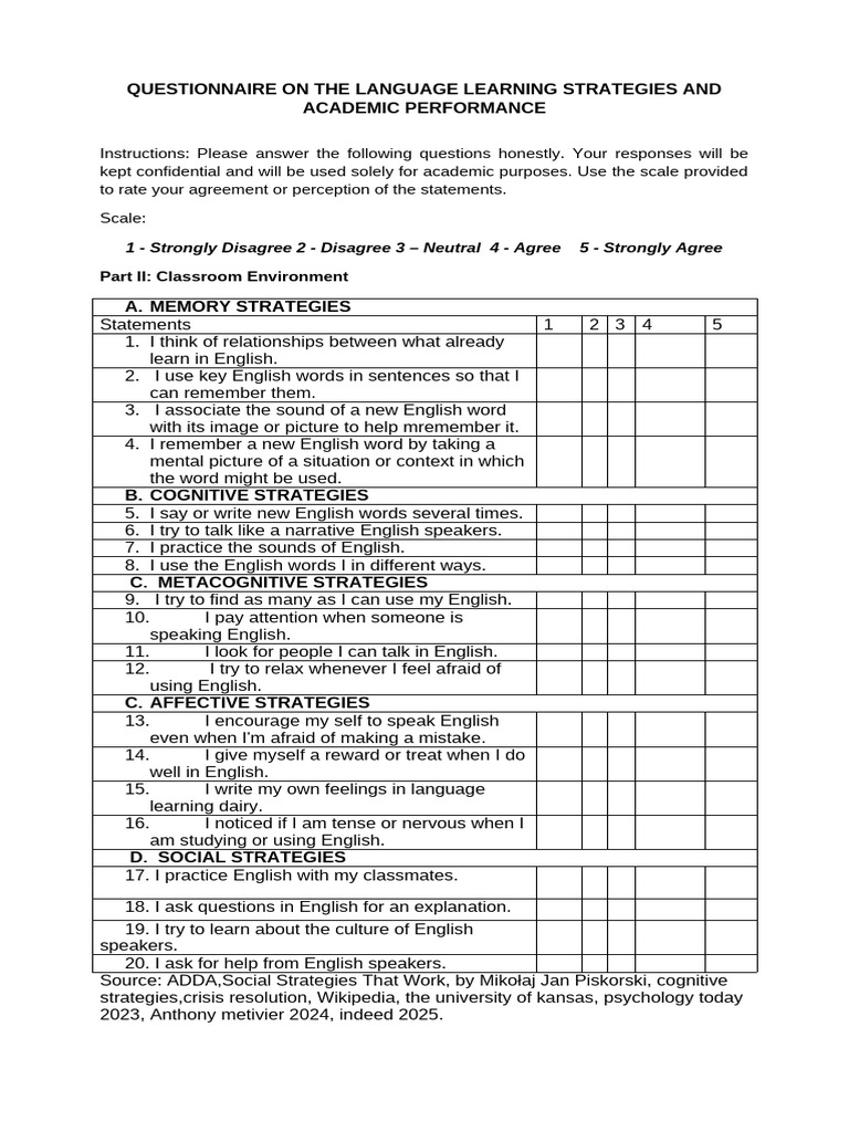 TEMPLATE Questionnaire | PDF