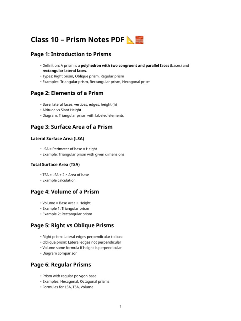 Class10 Prism Notes | PDF