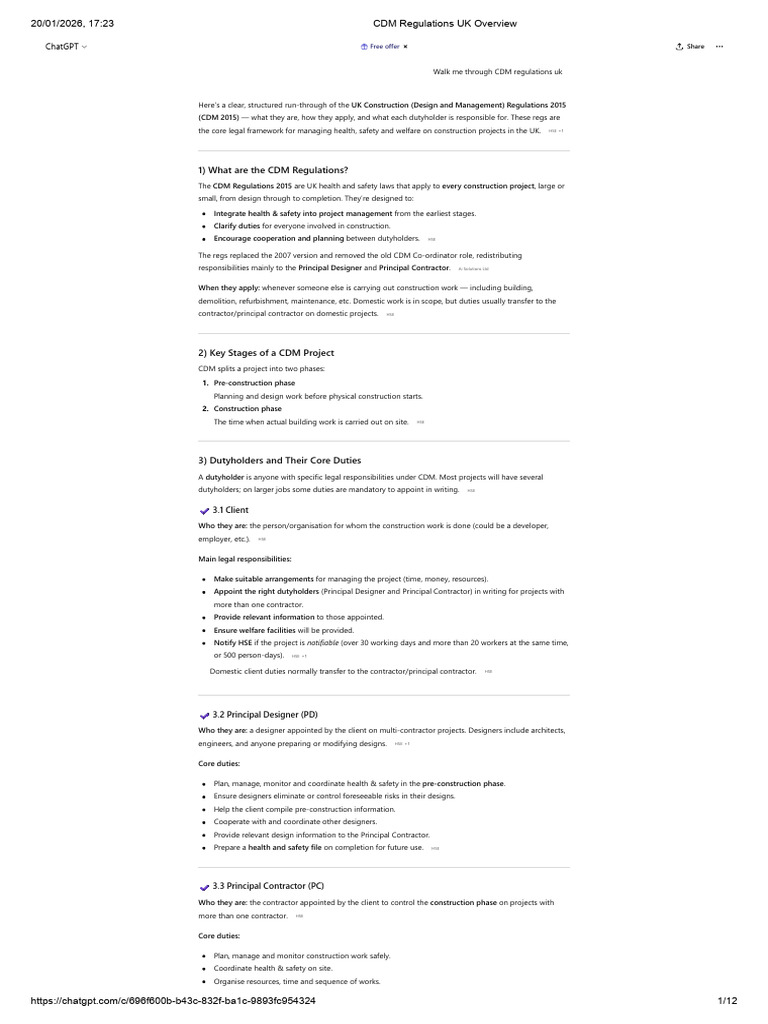CDM Regulations UK Overview | PDF | Occupational Safety And Health
