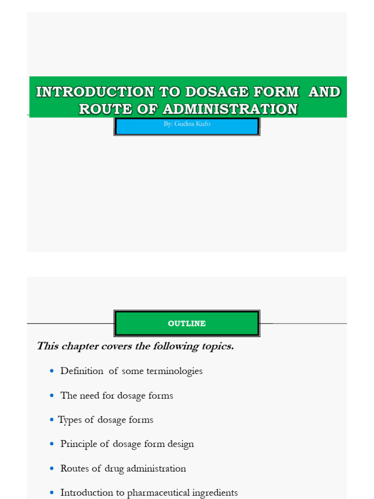 Introduction To Dosage Form | PDF | Dose (Biochemistry) | Chemistry