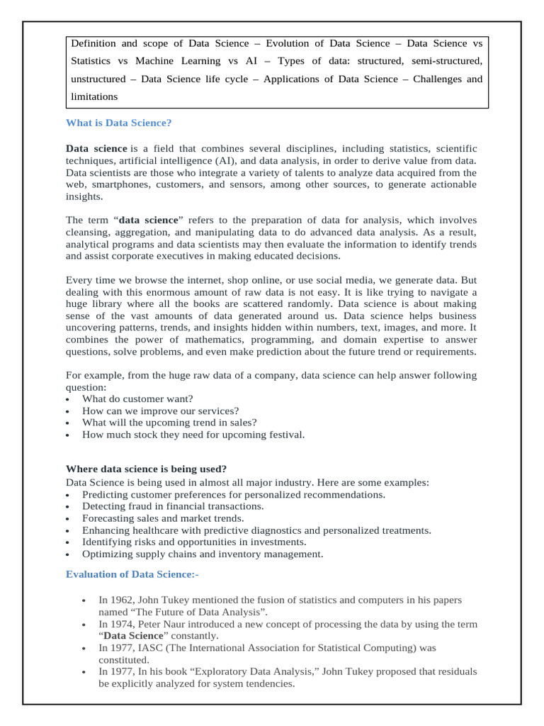 Introduction To Data Science | PDF | Machine Learning | Intelligence ...
