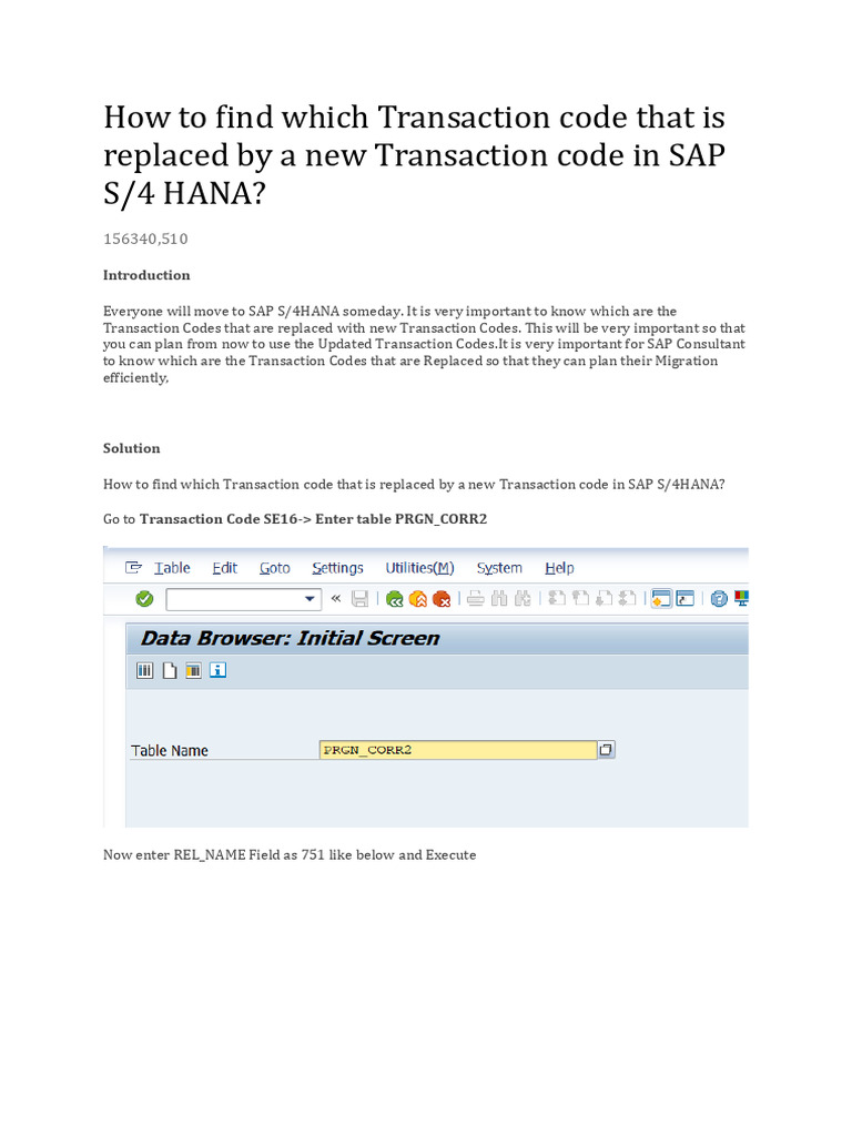 How To Find Which Transaction Code Is Replaced in S4 | PDF