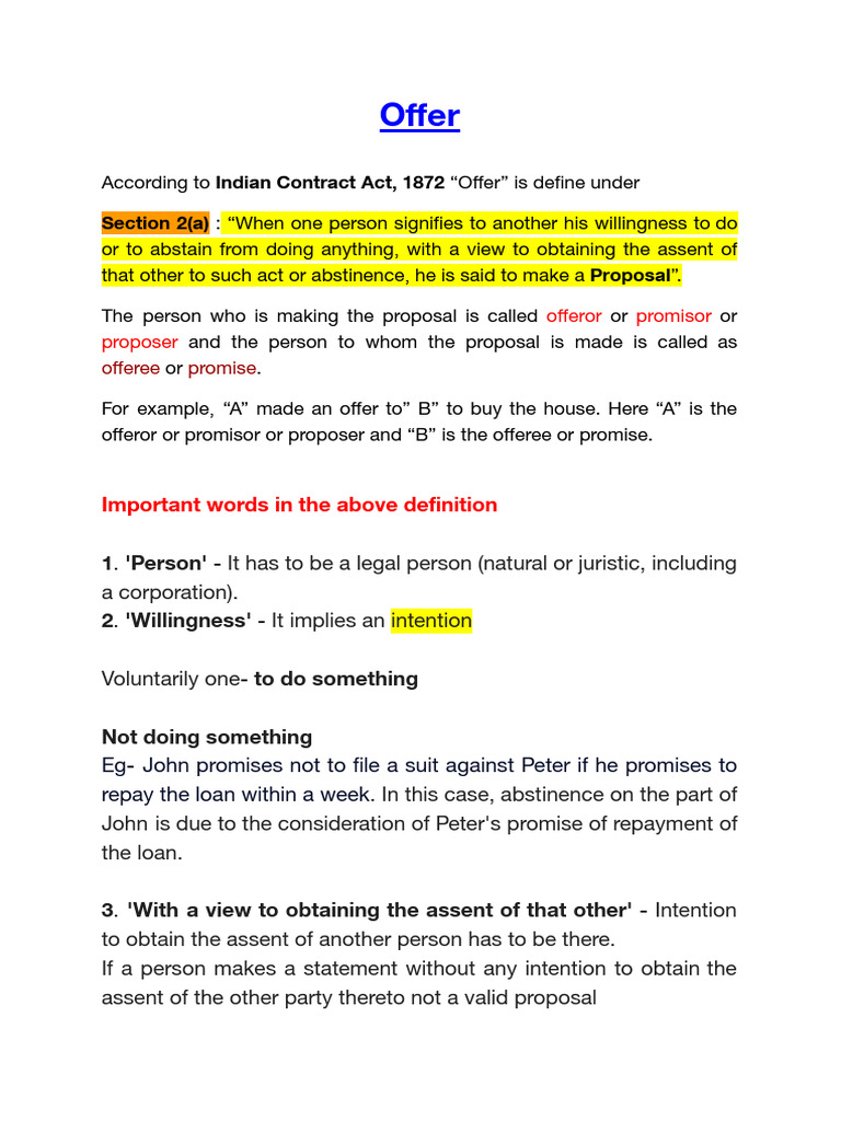 Contract Act - Offer Acceptance | PDF | Offer And Acceptance | Contract Law