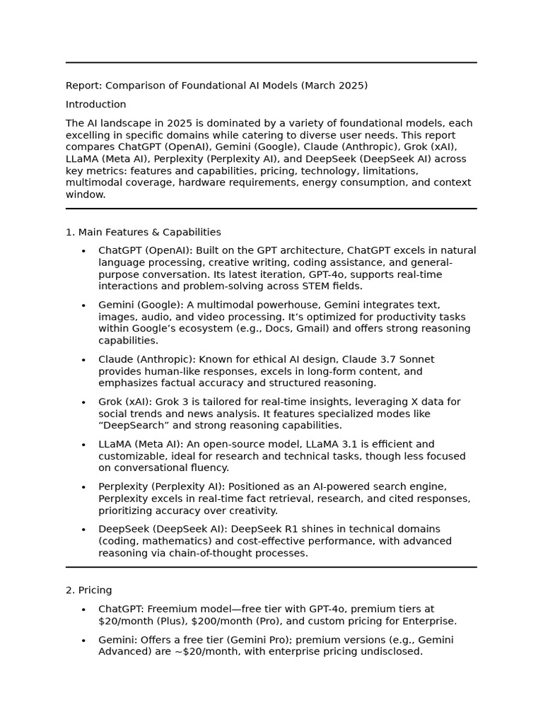 AI Models Compared (No Tables) | PDF | Artificial Intelligence ...