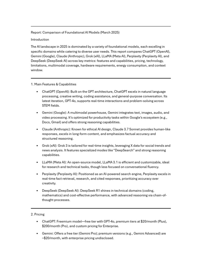 AI Models Compared (No Tables) | PDF | Artificial Intelligence ...