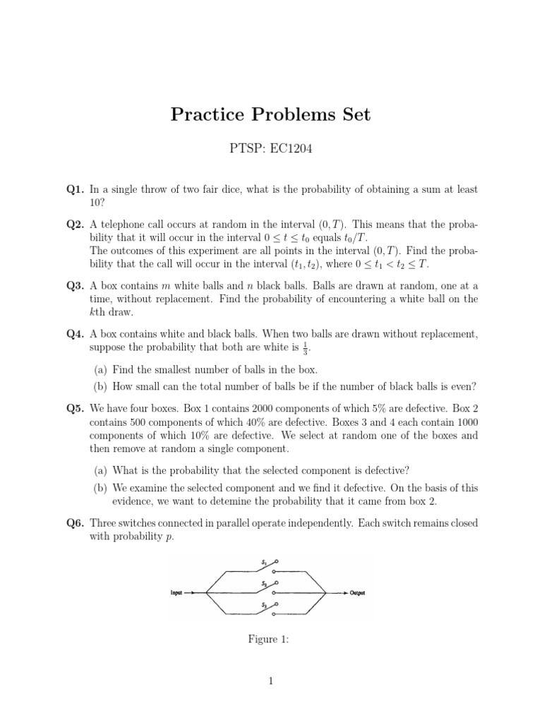 PTSP Practice Problems | PDF | Probability Theory | Statistical Theory