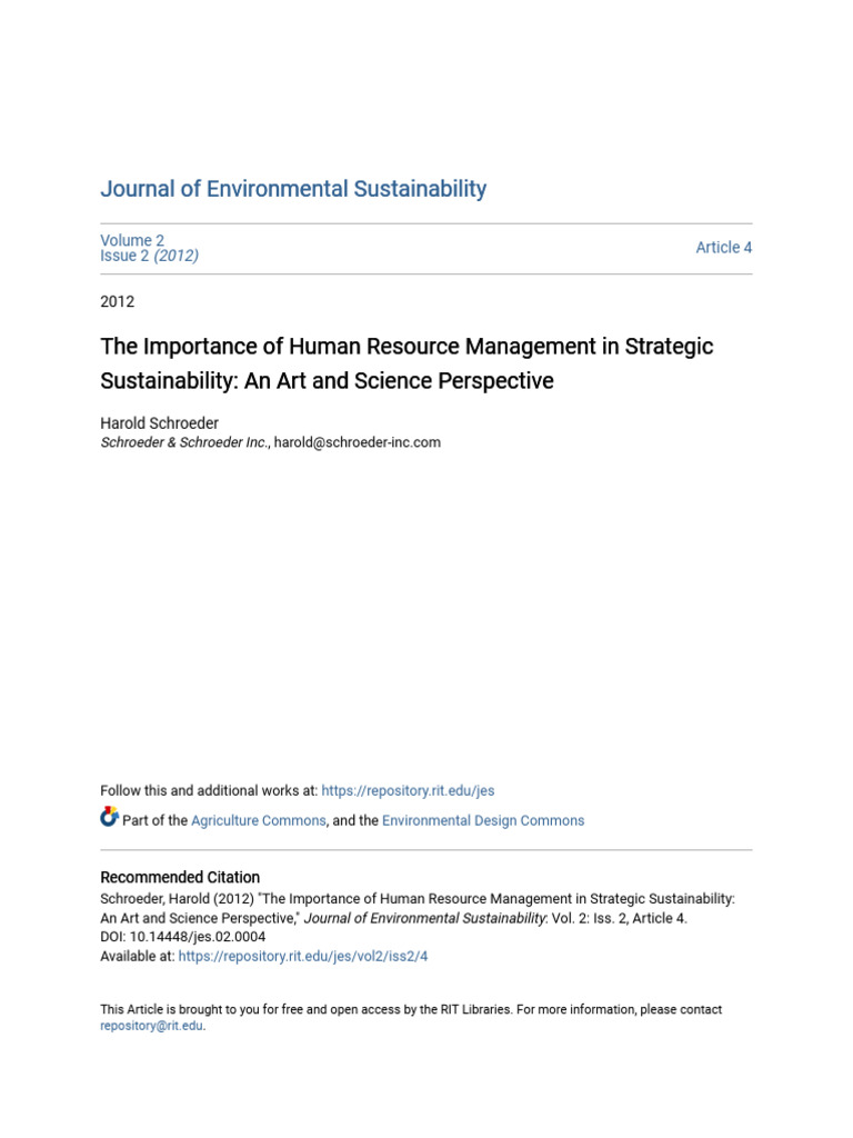 The Importance of Human Resource Management in Strategic Sustaina | PDF ...