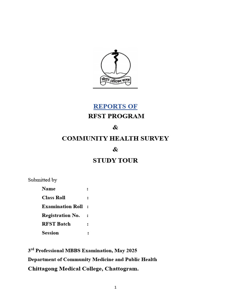 RFST, Survey and Study Tour Final Report b1 Batch Main | PDF | Health ...