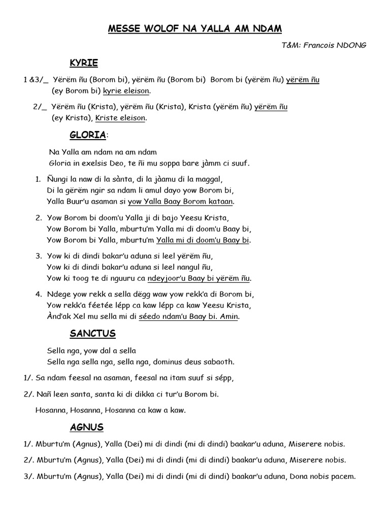 Messe Wolof Na Am Ndam | PDF
