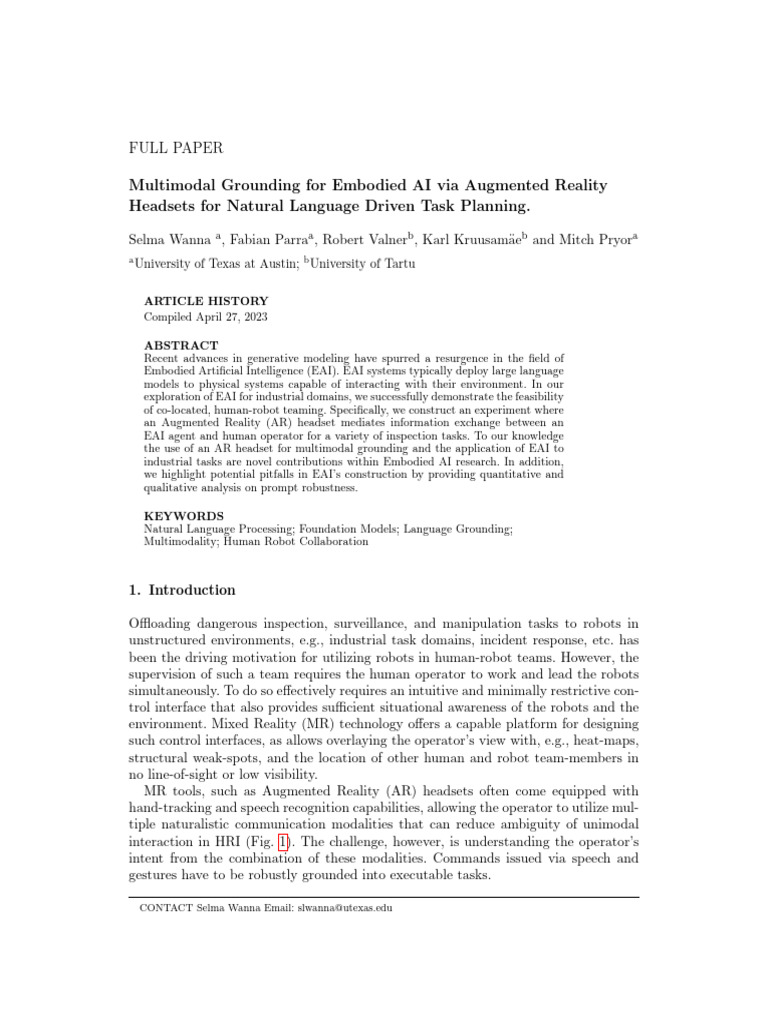 3 Multimodal Grounding For Embodied AI Via Augmented | PDF | Augmented ...