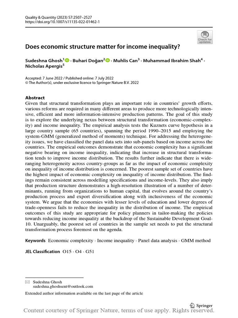 Does Economic Structure Matter For Income Inequali | PDF | Economic ...