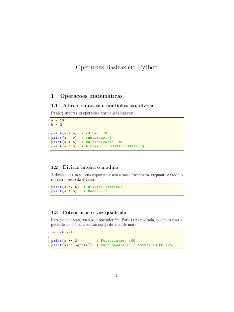 Operações Com Tipos de Dados em Python | PDF | Python (linguagem de ...
