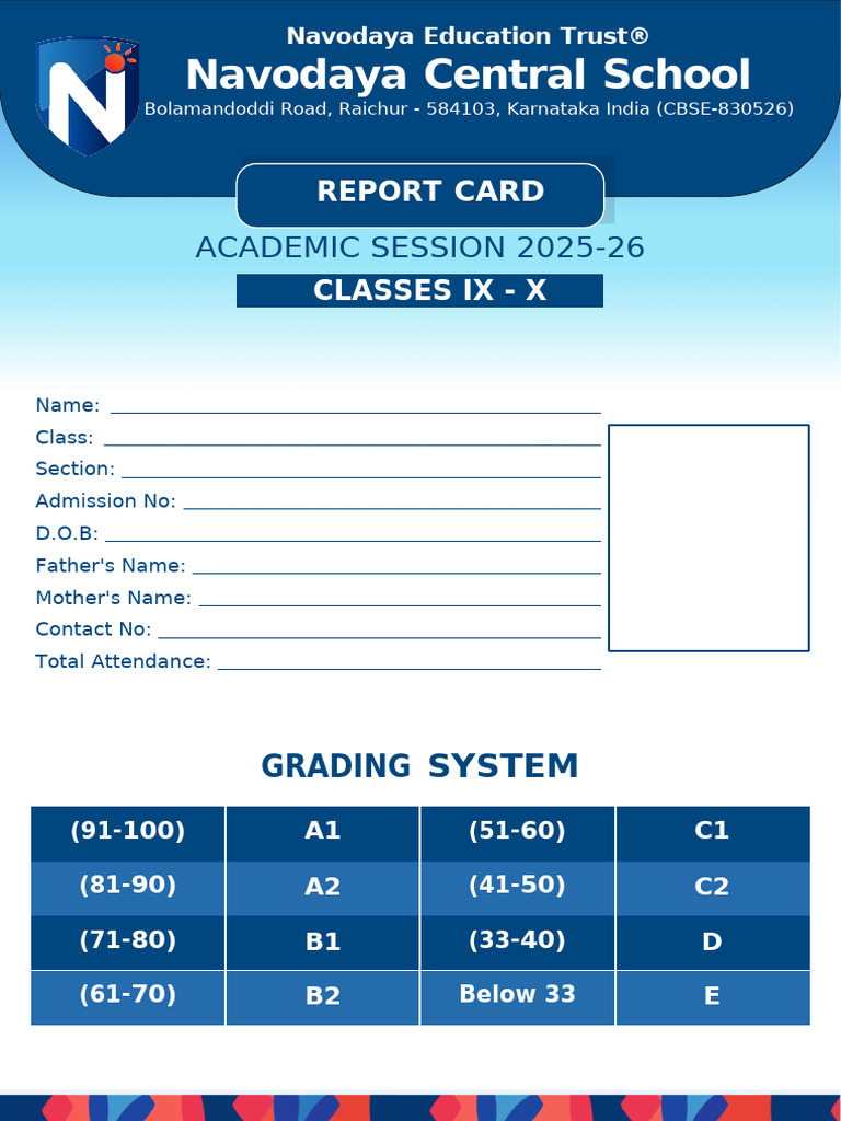 Progress Card 2026 Classes Ix - x.. | PDF | Student Assessment And ...