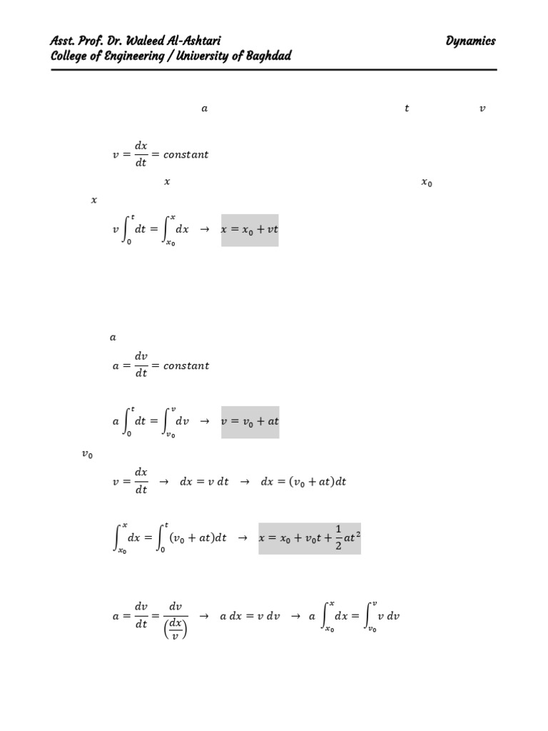 Lec2 Ar | PDF | Acceleration | Equations Of Motion